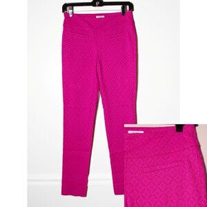 Crown & Ivy Womens Textured Geometric Pants Pink Size Petite 2  / 2 P